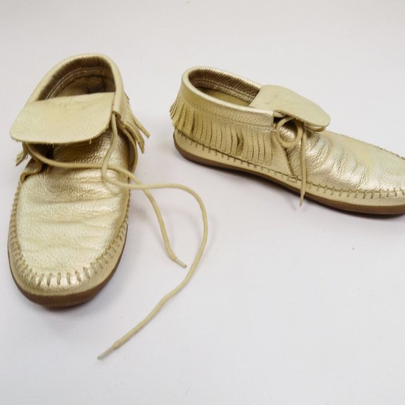 metallic moccasins